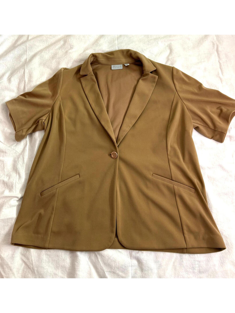GRAVER Susan Graver LK Fusion Elbow-Sleeve Blazer Perfect Taupe Size XL